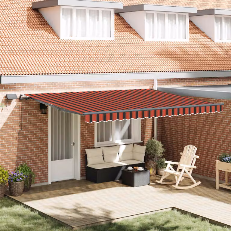 Tenda retrattile vidaXL in poliestere e alluminio, arancione e marrone, L: 450 cm x P: 350 cm