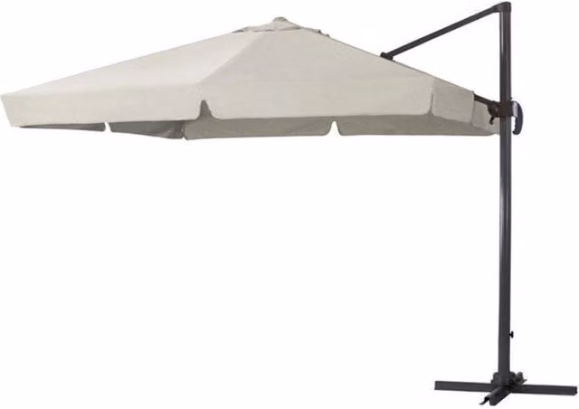 Ombrellone Deluxe VERDELOOK con braccio reclinabile e orientabile, struttura in alluminio color tortora e telo in poliestere ecrù, L: 300 cm x P: 300 cm, Altezza: 260 cm
