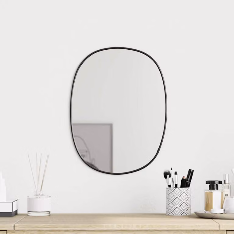 Specchio da parete ovale nero vidaXL L: 30 cm x H: 25 cm