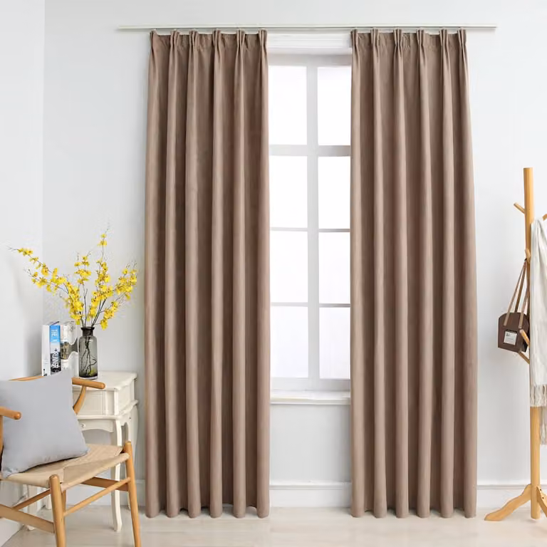 Set di 2 tende oscuranti vidaXL con ganci, colore grigio talpa, L 140 cm x H 245 cm