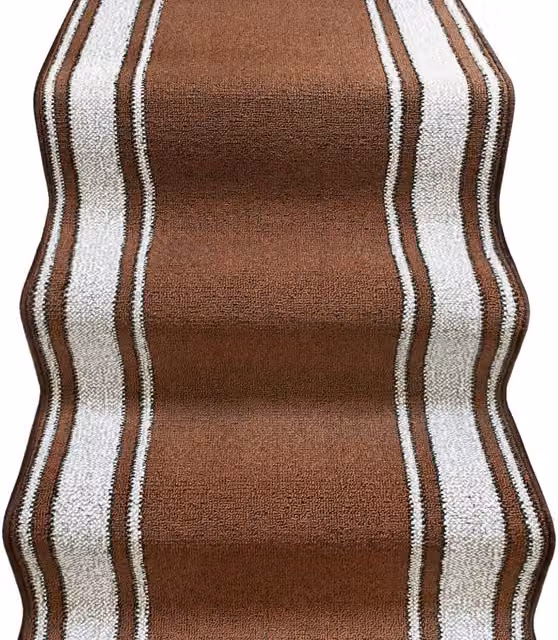 Passatoia EMMEVI per scale e ingresso, stile classico a righe, marrone, antiscivolo e lavabile, L: 67 cm x P: 900 cm
