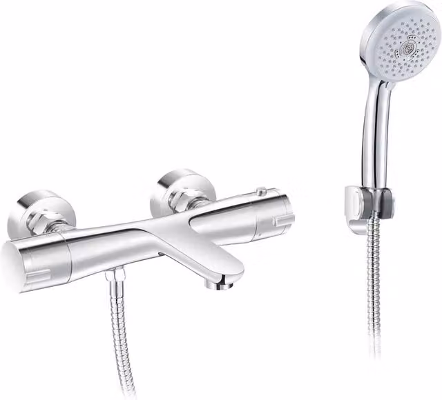Miscelatore termostatico esterno per vasca DH con kit doccia in colore cromo