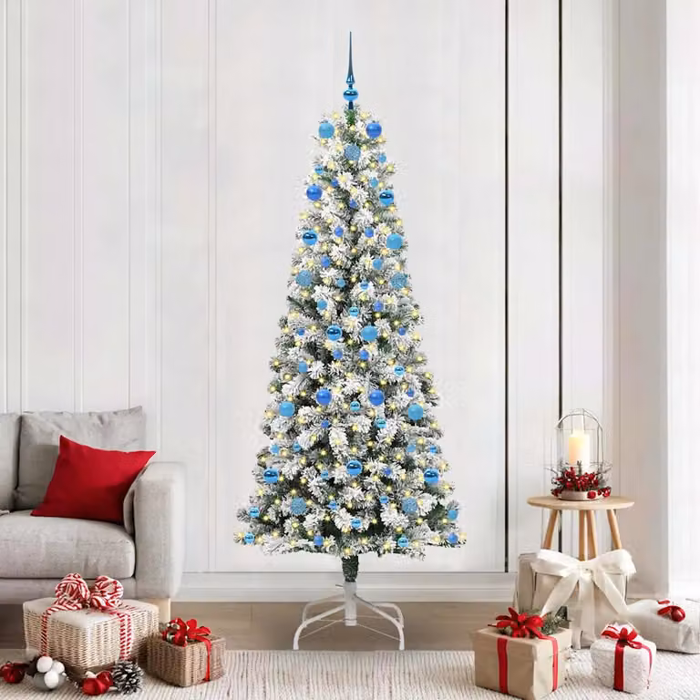 Albero di Natale Artificiale vidaXL con Luci LED Dimmerabili, Colore Verde e Bianco, Altezza: 210 cm