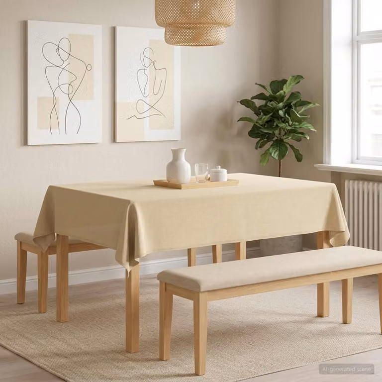 Set di 5 tovaglie rettangolari vidaXL in poliestere, idrorepellenti e antimacchia, colore bianco crema, L: 110 cm x P: 140 cm