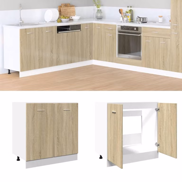 Mobile Sottolavello vidaXL Lyon Rovere Sonoma Marrone L: 80 cm, P: 46 cm, H: 81,5 cm