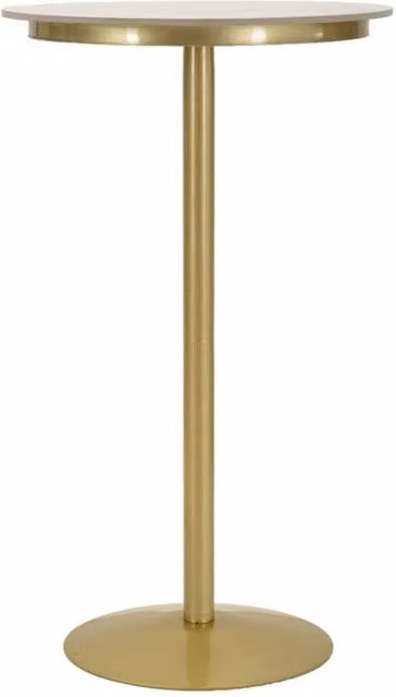 Tavolino Bar Simply Mauro Ferretti con piano in marmo bianco e struttura in metallo oro, Ø: 60 cm, H: 103 cm