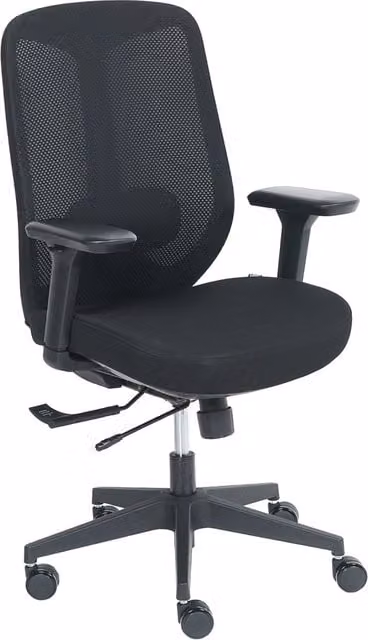Sedia da ufficio ergonomica BELIANI in tessuto nero con braccioli, sedile regolabile e supporto lombare