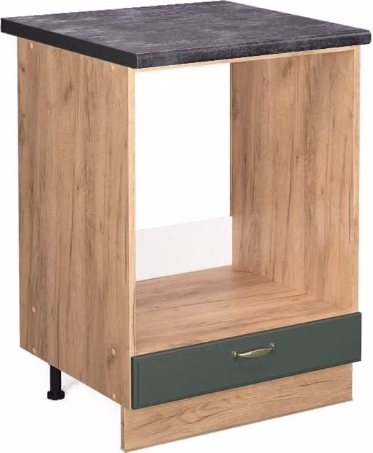Mobile per forno da incasso Vicco Fame-Line Verde-oro rustico e Rovere dorato con base Antracite, L: 60 cm, H: 82 cm