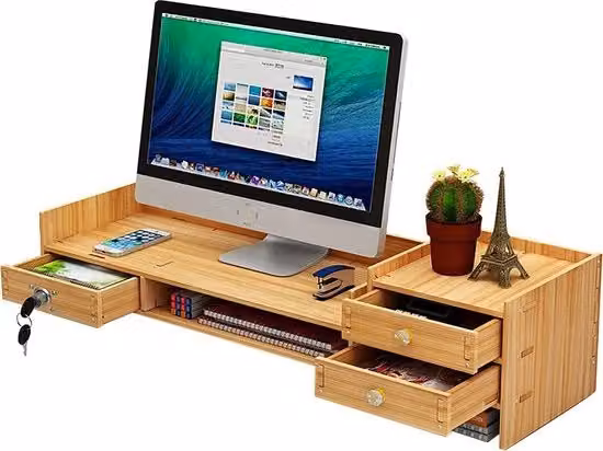 Organizzatore per scrivania Gran Vida in legno marrone con scomparti multipli L: 65,5 cm, P: 20,0 cm, H: 13,5 cm