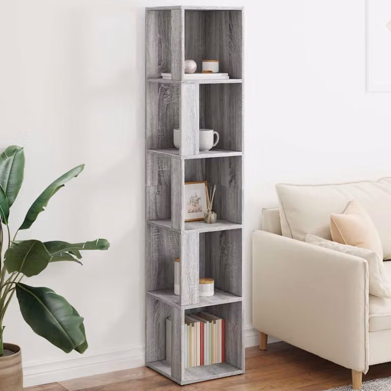 vidaXL Mensole angolari in legno Sonoma grigio H 165 x L 33 x P 33 cm