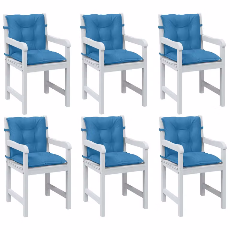 Set di 6 cuscini per sedia vidaXL Blu Mélange, design moderno e resistente ai raggi UV, L 100 cm x P 50 cm x H 7 cm