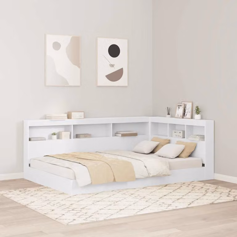 vidaXL Testata letto con ripiano integrato Bianco L 120 cm in legno e metallo