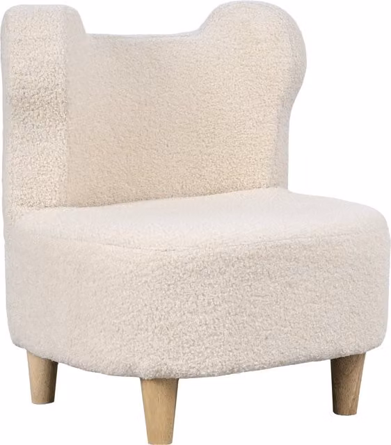 Poltrona per bambini AIYAPLAY in peluche con orecchie d'orso, colore beige, con imbottitura in schiuma e struttura imbottita