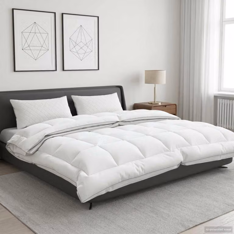 Piumone 4 stagioni vidaXL TRIER in lana e cotone, Bianco, L 240 x P 220 cm