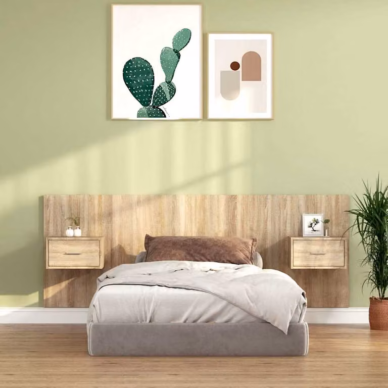 Testiera Letto con Comodini Integrati vidaXL in Legno Multistrato Rovere Sonoma, L 120 x H 80 x P 80 cm