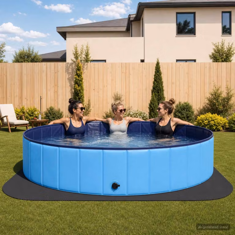 vidaXL Tappetino per piscina rotondo in schiuma EVA nero, Ø 408 cm, 49 pezzi