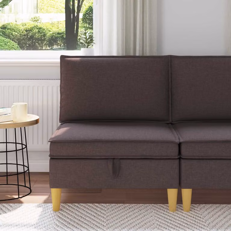 Divano con contenitore in tessuto vidaXL stile minimalista per soggiorno in marrone o grigio