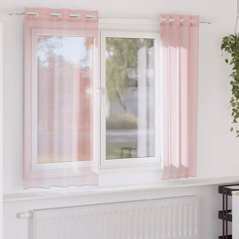 Set di 2 tende in voile semi-trasparenti vidaXL con occhielli, colore rosa chiaro, L: 140 cm x H: 175 cm