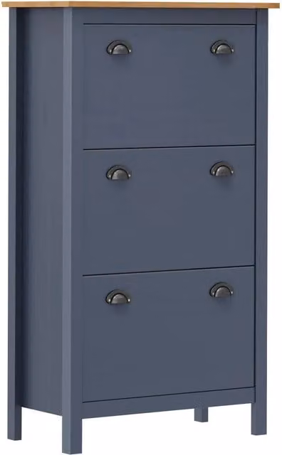 Scarpiera mobile Hill in legno di pino massiccio grigio per ingresso, corridoio o soggiorno, L/P/H: 72 x 35 x 124 cm