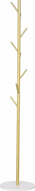 Appendiabiti da terra autoportante HOMCOM con 8 ganci, base in marmo e acciaio, Oro e Bianco, H 164 cm, Ø 32 cm
