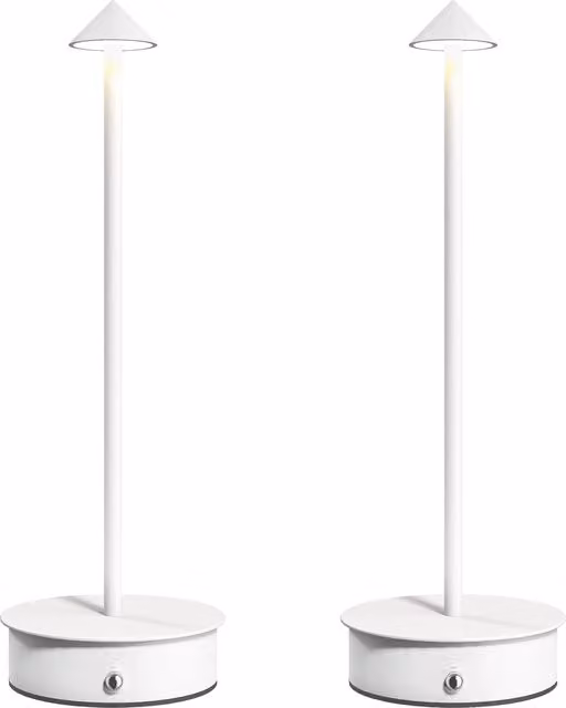 Set di 2 Lampade da Tavolo LED HOMCOM Ricaricabili via USB con Controllo Touch e Luce Regolabile, Colore Bianco, Ø 10 x 30 cm