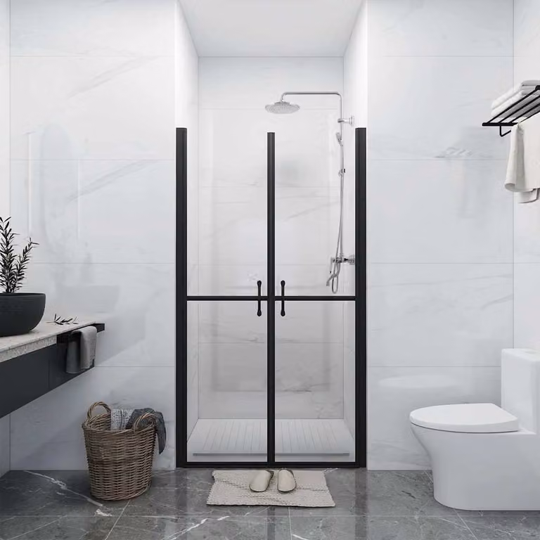 Porta per Doccia Rettangolare vidaXL in Vetro ESG Trasparente con Profilo Argento L: 93-96 cm, H: 190 cm