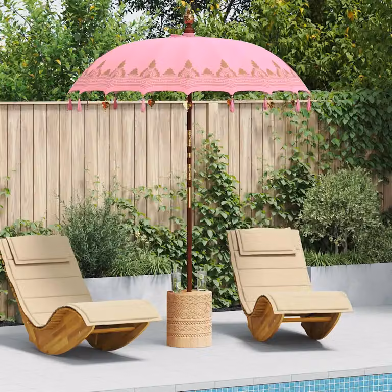 Ombrellone Balinese vidaXL Rosa L/P/H: 185 x 185 x 260 cm