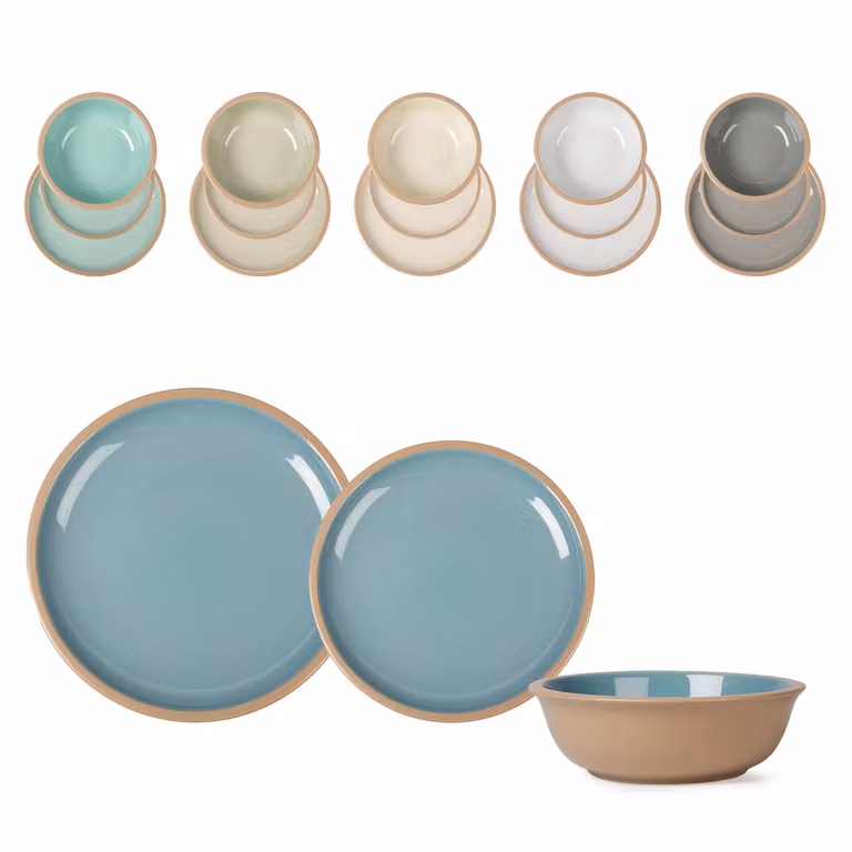 Servizio di piatti Kalamata GUSTO CASA in stoneware blu, 18 pezzi
