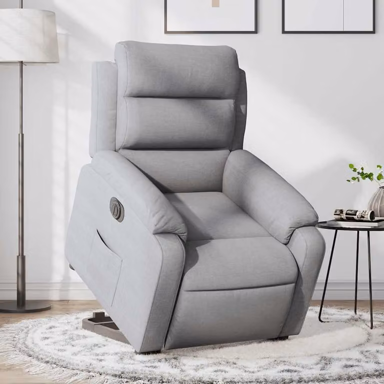 vidaXL Poltrona Reclinante Alzapersona Elettrica Grigio Chiaro in Tessuto