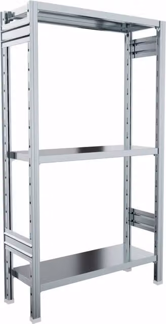 Scaffalatura metallica da magazzino CASTELLANI SHOP, colore argento, con ripiani regolabili, L: 128 cm, P: 80 cm, H: 150 cm