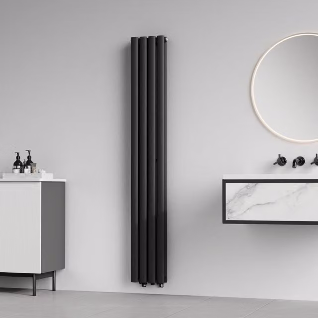 Termosifone a pannello doppio con elementi tubolari nero neu.haus H: 160 cm, L: 24 cm