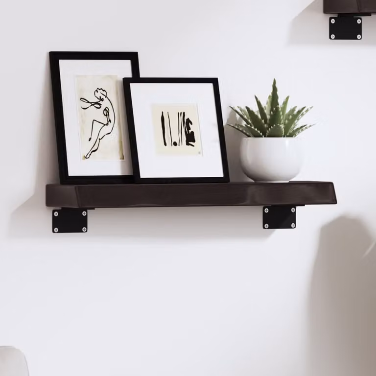 Ripiano da muro vidaXL in rovere massello marrone scuro stile rustico L 40 cm, P 10 cm, H 4 cm