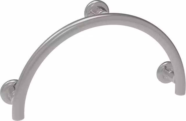 Maniglione per vasca Goman a mezzaluna in acciaio inox color argento lucido, montaggio a parete