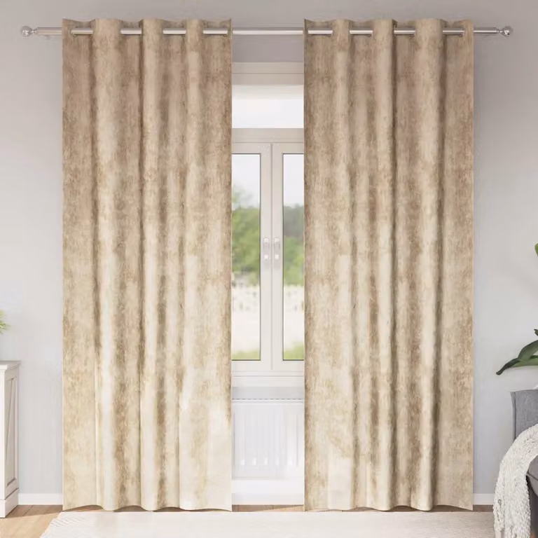 Set di 2 tende blackout in velluto vidaXL color beige, termoisolanti, H: 245 cm x L: 140 cm