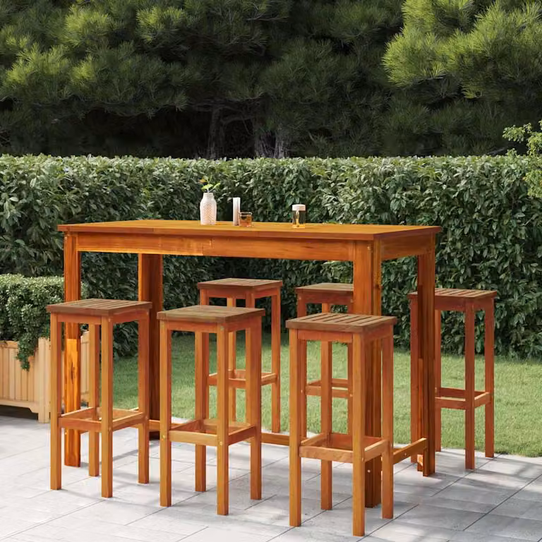 Set di 6 sgabelli da bar vidaXL in legno massello di acacia color marrone stile rustico