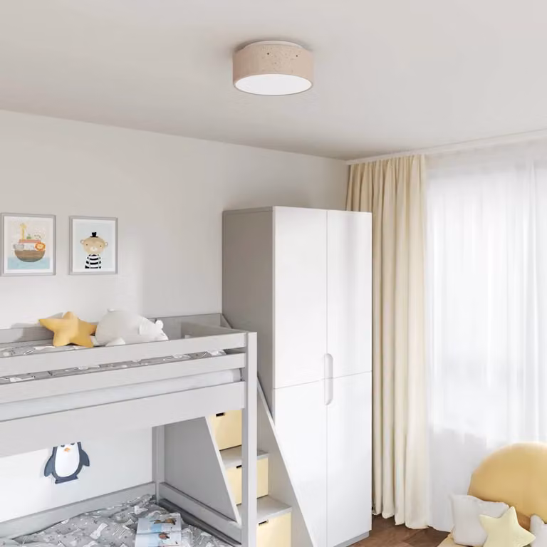 Lampada da soffitto vidaXL Talpa in tessuto beige o grigio, L 30 cm x P 30 cm x H 13,5 cm