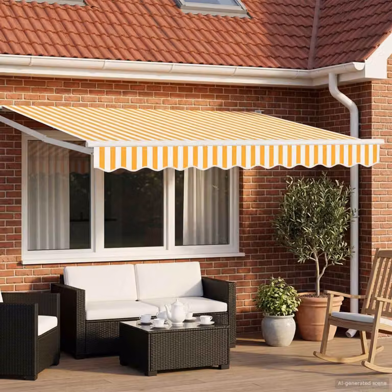 vidaXL Tenda retrattile manuale con LED arancione e bianco, L: 350 cm, P: 250 cm