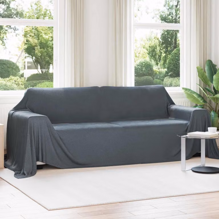 Set di 6 coperte in pile vidaXL grigio, morbide e lavabili, L 350 x P 270 cm