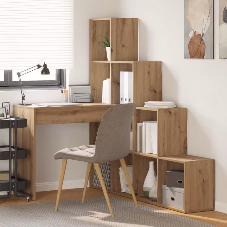 Scrivania ad angolo moderna vidaXL in rovere color marrone, L/P/H: 149,5 x 101,5 x 149,5 cm