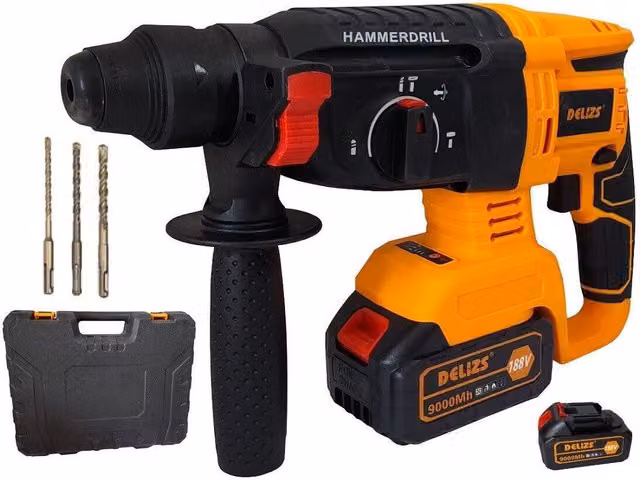 Trade Shop Trapano Scalpellatore A Batteria 21V 9Ah Martello Demolitore SDS Plus DL26-1 Arancione