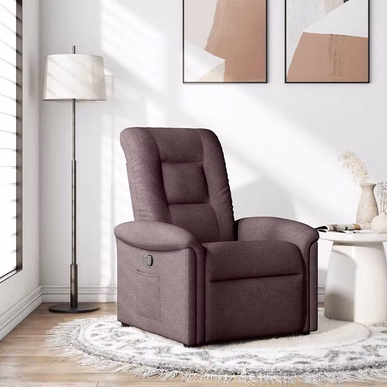 vidaXL Poltrona Reclinabile Moderna in Tessuto Marrone con Braccioli e Reclinazione Manuale