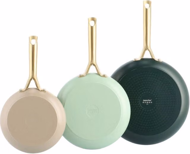 Set di 3 padelle GreenPan Shades in alluminio riciclato con rivestimento in ceramica antiaderente, compatibili con induzione, colore verde beige