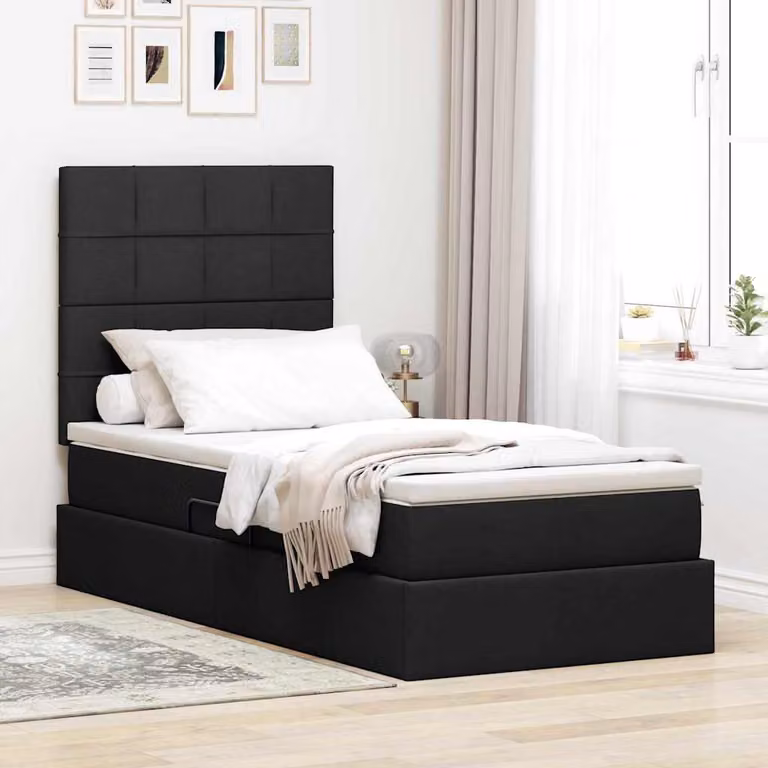 Letto con contenitore e materasso vidaXL Nero L/P/H: 90 x 200 x 45 cm