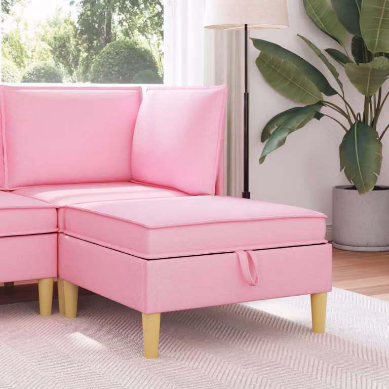 Divano con contenitore in tessuto vidaXL stile minimalista disponibile in marrone o rosa