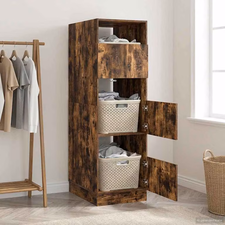 Mobile da lavanderia vidaXL con ante in Rovere fumé, L: 50 cm, P: 68 cm, H: 162 cm