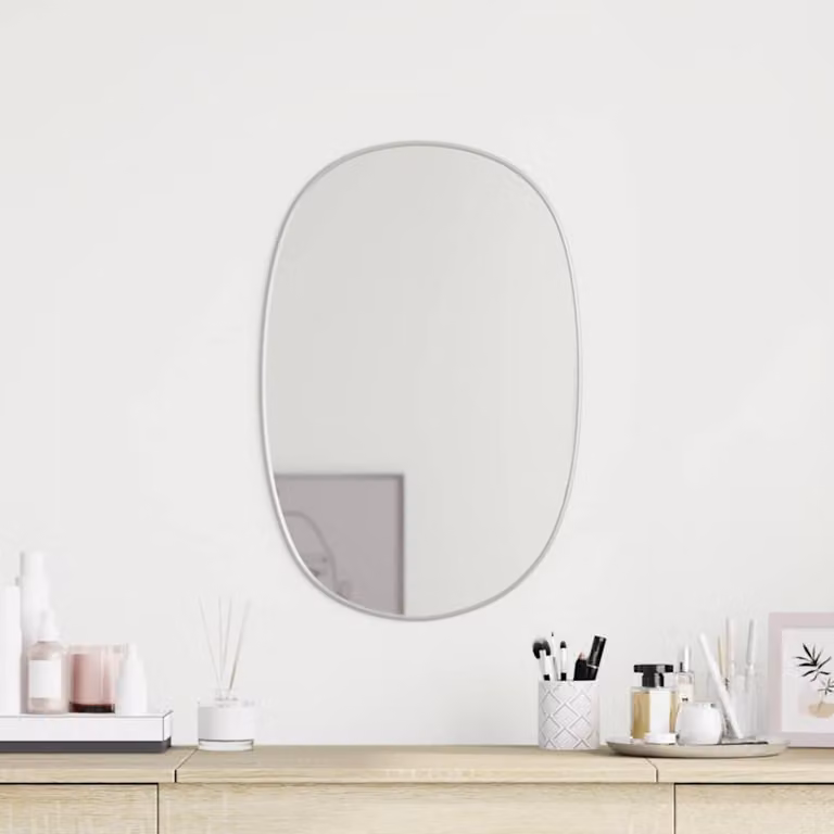 Specchio da parete ovale vidaXL Argento L: 50 cm, H: 35 cm