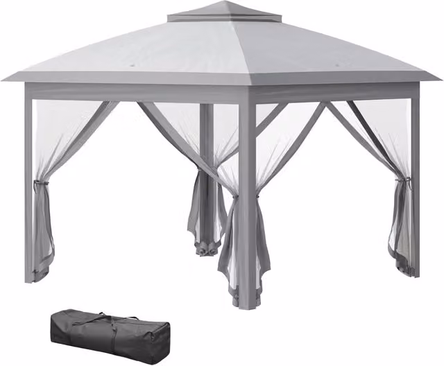 Gazebo pieghevole esterno XYLO con zanzariere grigio L: 330 cm, P: 330 cm, H: 288 cm