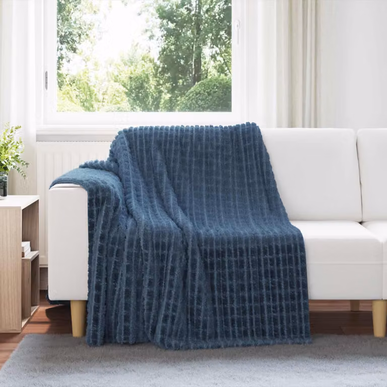 Set di 6 coperte in pile vidaXL blu, morbide e facili da curare, L 200 cm x P 150 cm