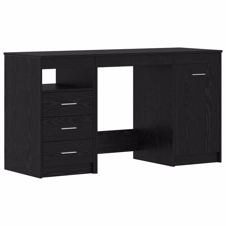 Set di 2 scrivanie moderne vidaXL con cassettiera, Rovere e Nero, L: 140 cm, P: 50 cm, H: 76 cm