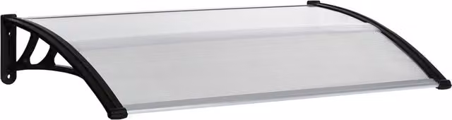 Pensilina da esterno Outsunny per finestre e porte in policarbonato e alluminio, Trasparente, L 110 x P 60 x H 23 cm